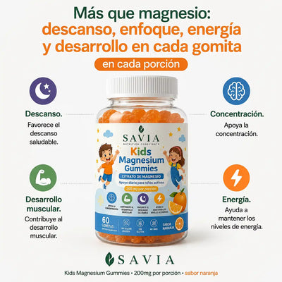 SAVIA Kids Magnesium Gummies — Noches tranquilas, mañanas sin pelea